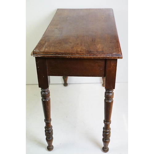 629 - Late 19th / Early 20th century Side Table with single long drawer raised on turned legs, 92cm long x... 