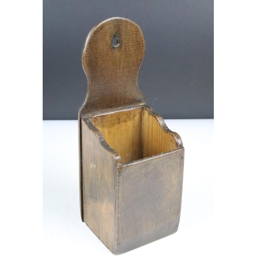 116 - Pair of Fruitwood Wall Hanging Candle Boxes, approx 27.5cm tall