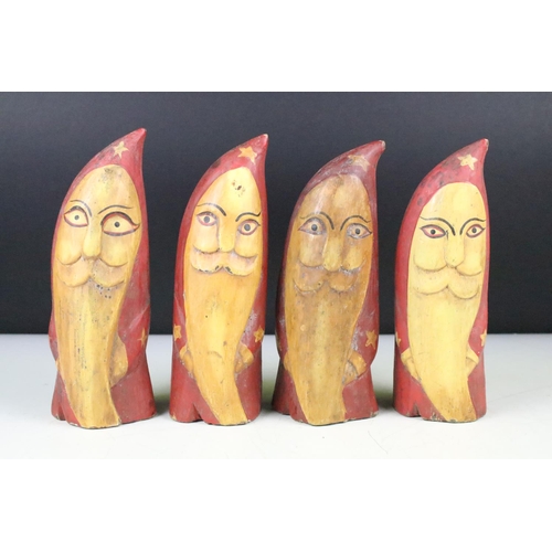 135 - Set of four Scandinavian style folk art painted wooden figures, tallest approx 20cm