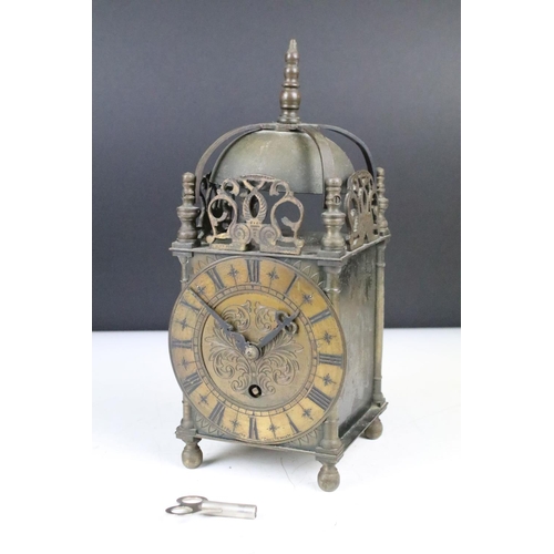 163 - R.F. Beard Ltd of Cheltenham - A 19th Century brass mantel clock of square form with Roman numerals ... 