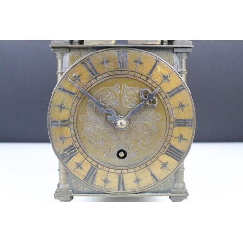 163 - R.F. Beard Ltd of Cheltenham - A 19th Century brass mantel clock of square form with Roman numerals ... 