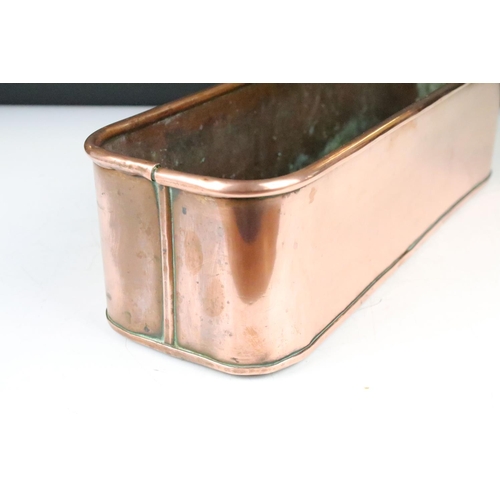 165 - Copper Planter of rectangular form with rounded corners and rolled edge, 38cm long x 12cm high