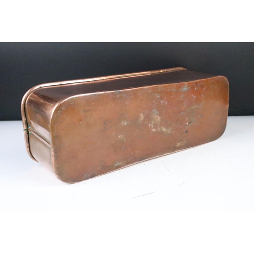 165 - Copper Planter of rectangular form with rounded corners and rolled edge, 38cm long x 12cm high