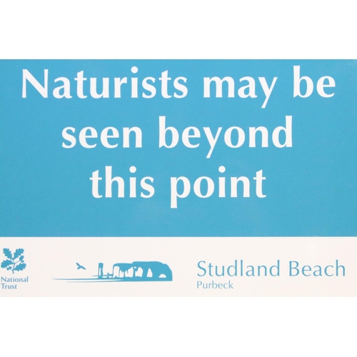 170 - National Trust Studland Beach, Purbeck Naturist Sign - ' Naturists may be seen beyond this point ,' ... 