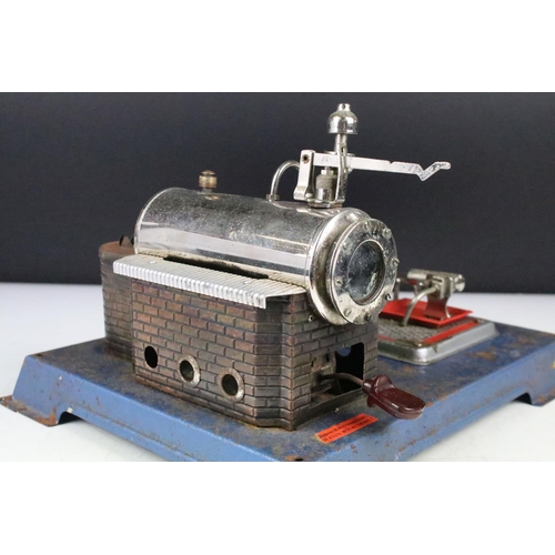 172 - Wilesco Live Steam Stationary Plant comprising tin plate and chrome housed horizontal boiler with bu... 