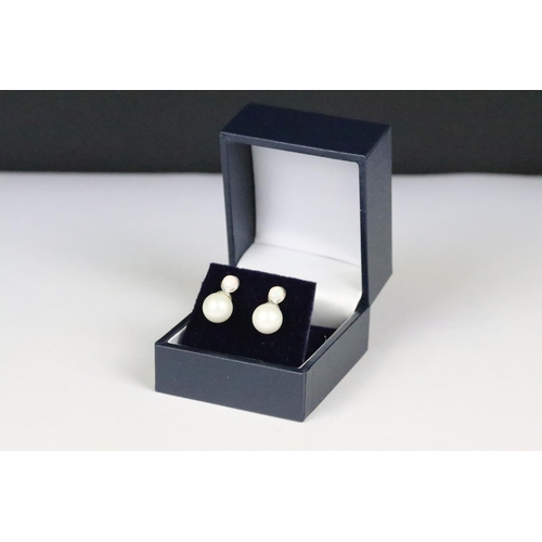 232 - Pair of Silver Opal and Freshwater Pearl Stud Earrings