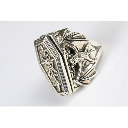 235 - Silver Gothic style Skeleton Ring