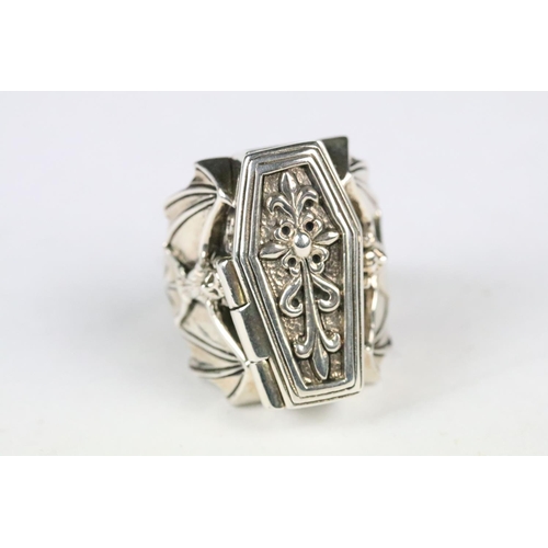 235 - Silver Gothic style Skeleton Ring