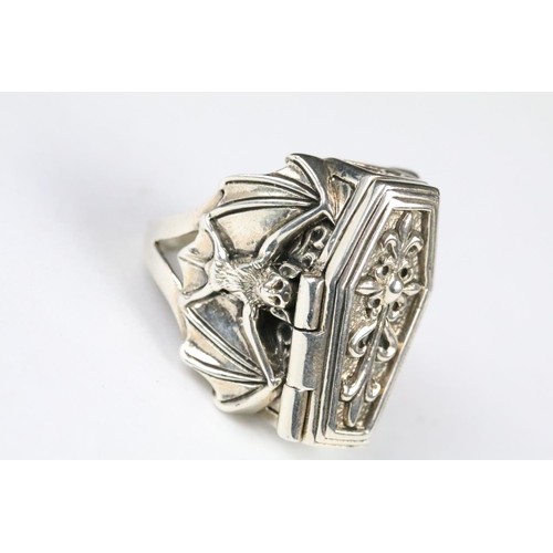 235 - Silver Gothic style Skeleton Ring