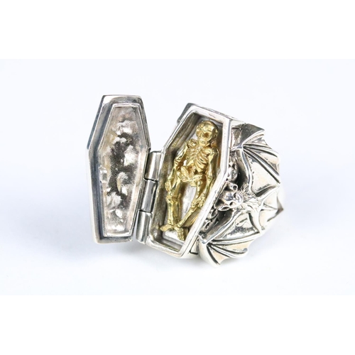 235 - Silver Gothic style Skeleton Ring