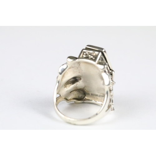 235 - Silver Gothic style Skeleton Ring