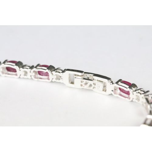 236 - Silver CZ and Ruby Line Bracelet