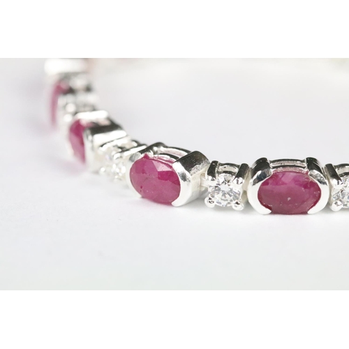 236 - Silver CZ and Ruby Line Bracelet