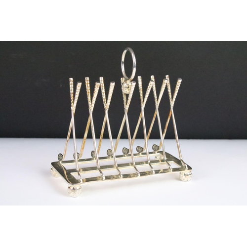 273 - Silver Plated Golf themed Toast Rack