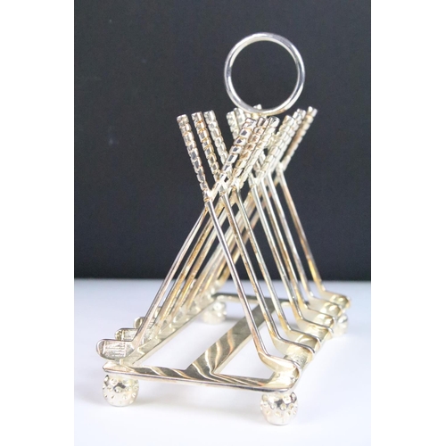 273 - Silver Plated Golf themed Toast Rack