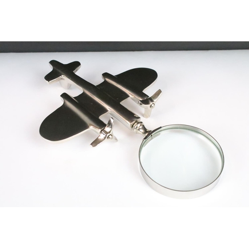 275 - Silver Plated Desk Magnifying Glass in the form of a Plane