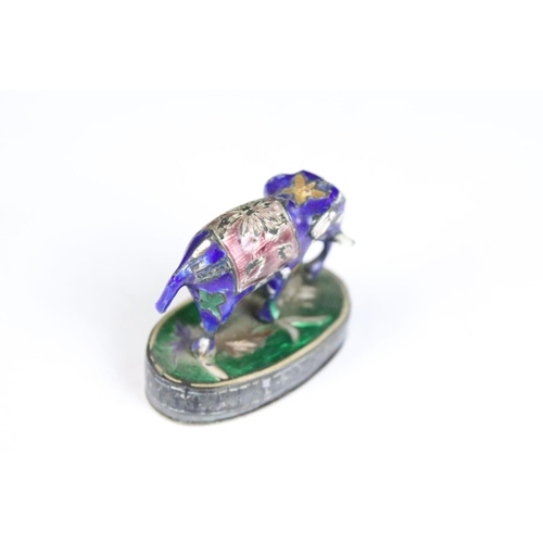 277 - A collection of three sterling silver and enamel miniature animal figures to include an elephant, ho... 