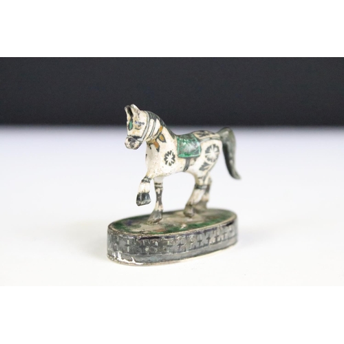 277 - A collection of three sterling silver and enamel miniature animal figures to include an elephant, ho... 