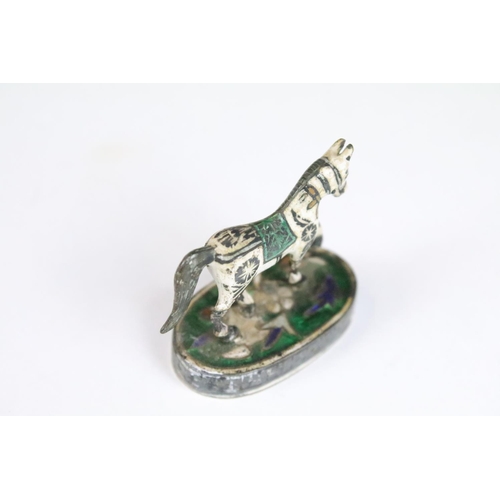 277 - A collection of three sterling silver and enamel miniature animal figures to include an elephant, ho... 