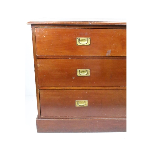 567 - 19th century Mahogany Chest of Two Short over Two Long Drawers with brass recessed handles, raised o... 