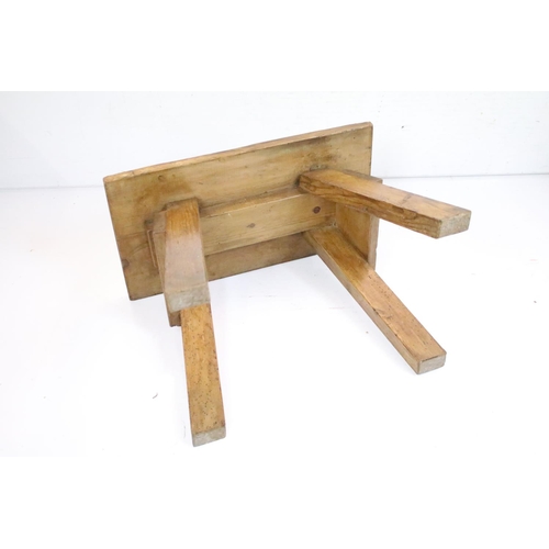 572 - Pair of Pine Trestle type Stools, each 38cm high x 51cm wide