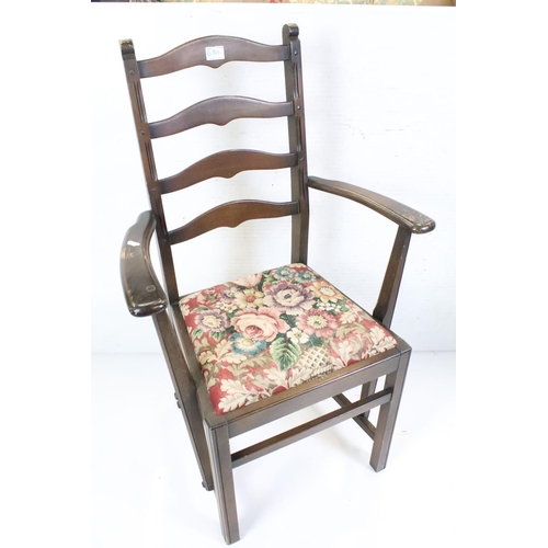 630 - Farmhouse Lathe Back Elm Seated Windsor Elbow Chair, 106cm high x 60cm wide together with Ercol Elbo... 