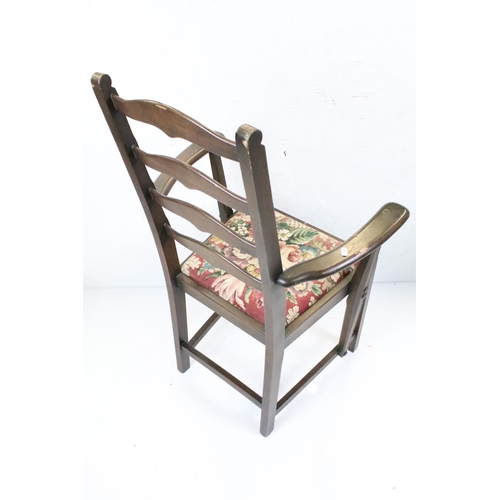 630 - Farmhouse Lathe Back Elm Seated Windsor Elbow Chair, 106cm high x 60cm wide together with Ercol Elbo... 