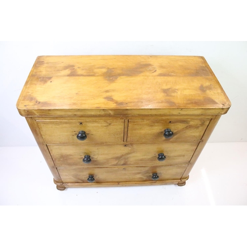 554 - Victorian Pine Chest of Two Short over Two Long Drawers, 83cm high x 97cm wide x 44cm deep