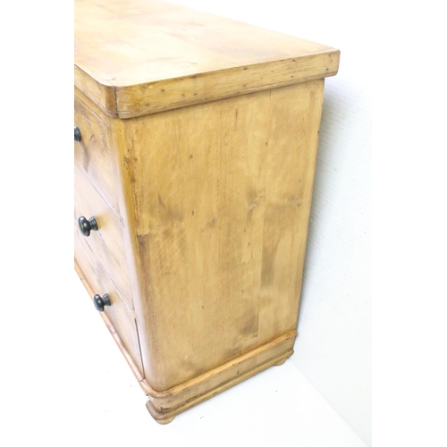 554 - Victorian Pine Chest of Two Short over Two Long Drawers, 83cm high x 97cm wide x 44cm deep