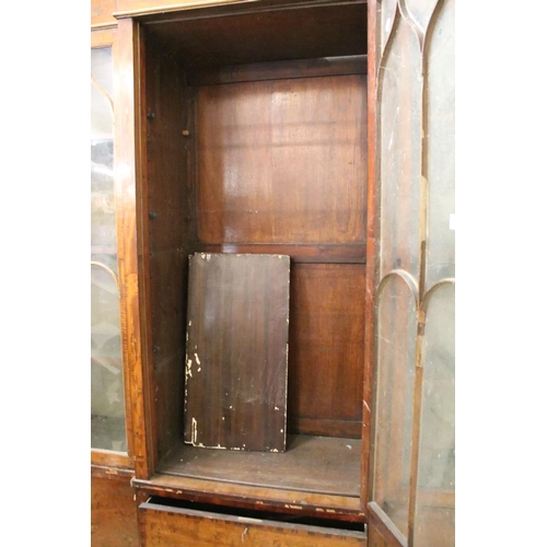 556 - Mahogany and Cross-banded Breakfront Display Cabinet or Bookcase in the Regency manner decorated wit... 