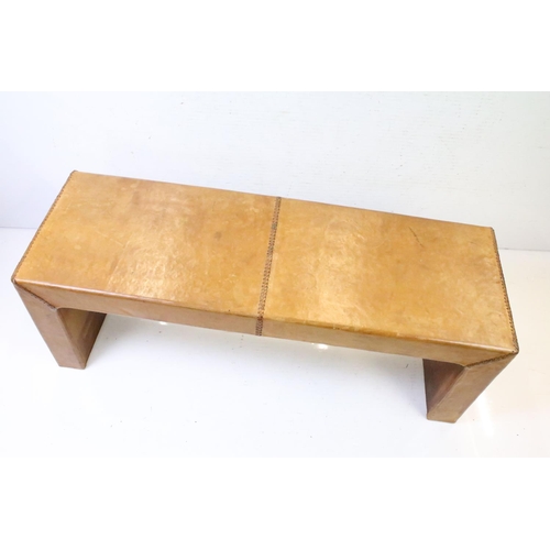 576 - 20th century Leather covered Window Seat of box form, 40cm high x 117cm long x 40cm deep