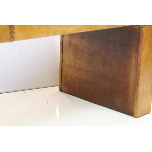 576 - 20th century Leather covered Window Seat of box form, 40cm high x 117cm long x 40cm deep