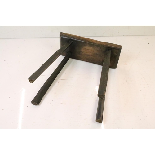 579 - Antique Elm Stool on four chamfered legs, 46cm high x 40cm long