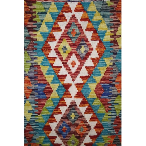 589 - Woollen Hand Knotted Chobi Kilim Rug, 126cm x 80cm