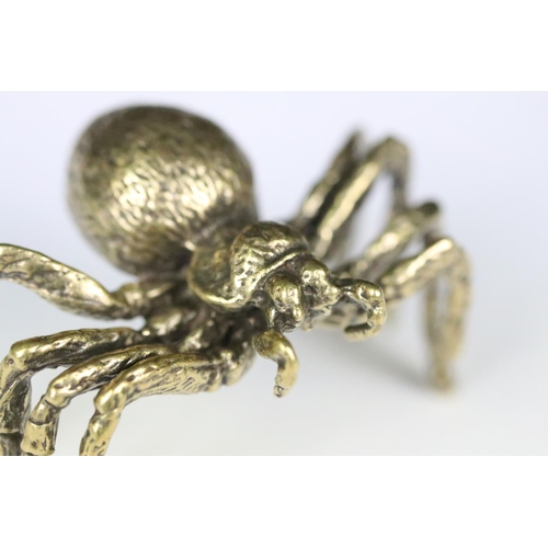 192 - An ornamental solid brass figure of a Tarantula spider, measures approx 5cm in width.