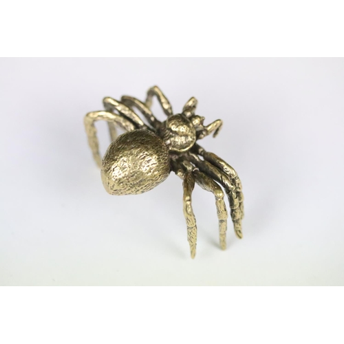 192 - An ornamental solid brass figure of a Tarantula spider, measures approx 5cm in width.