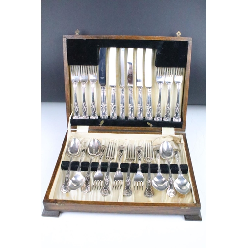 291 - A canteen of silver plated cutlery together with a cased set of hallmarked silver teaspoons and a br... 