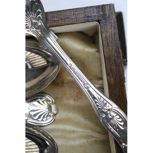 291 - A canteen of silver plated cutlery together with a cased set of hallmarked silver teaspoons and a br... 