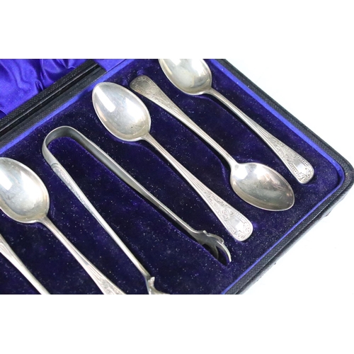 291 - A canteen of silver plated cutlery together with a cased set of hallmarked silver teaspoons and a br... 