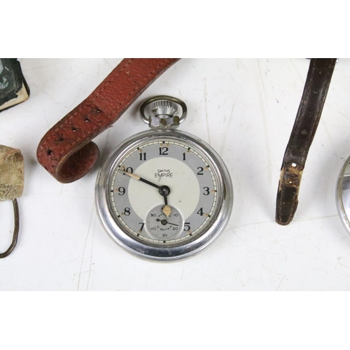 332 - A small group of mixed collectables to include wristwatches, pocket watches, travel clock, cigarette... 