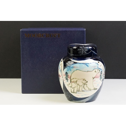 10 - Moorcroft Arctic Tundra pattern ginger jar having tube lined decoration featuring polar bears in an ... 