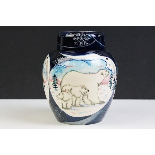 10 - Moorcroft Arctic Tundra pattern ginger jar having tube lined decoration featuring polar bears in an ... 