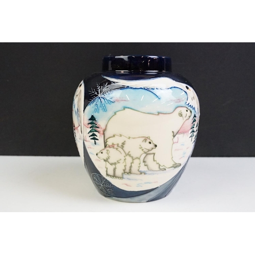 10 - Moorcroft Arctic Tundra pattern ginger jar having tube lined decoration featuring polar bears in an ... 