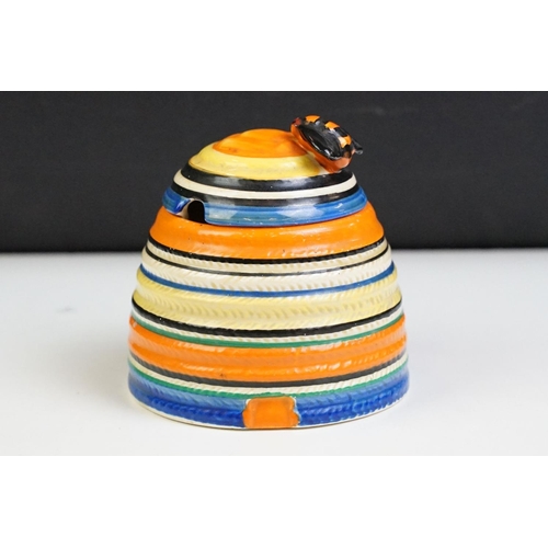 20 - Clarice Cliff for Newport Pottery Bizarre Liberty Banded Beehive Honey Pot, with cover, printed mark... 