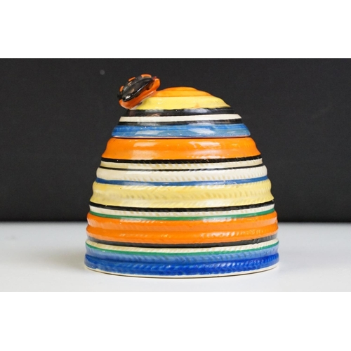 20 - Clarice Cliff for Newport Pottery Bizarre Liberty Banded Beehive Honey Pot, with cover, printed mark... 