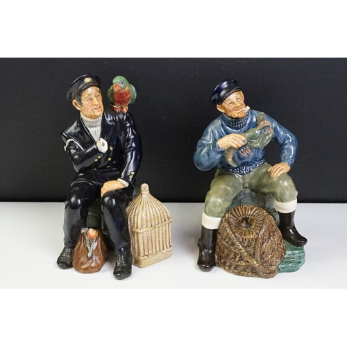 34 - Four Royal Doulton figurines to include Shore Leave HN2254 (a/f), the lobster man HN2317, Alexandra ... 