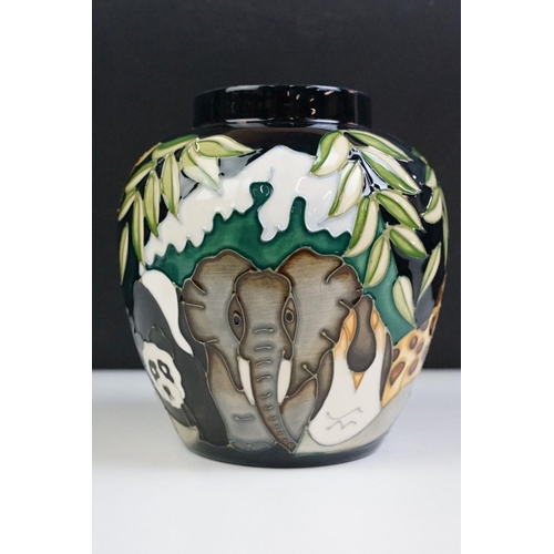 4 - Moorcroft pottery lidded ginger jar having tube lined detailing in the Noah's ark pattern with anima... 