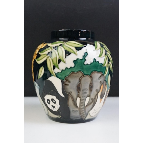 4 - Moorcroft pottery lidded ginger jar having tube lined detailing in the Noah's ark pattern with anima... 