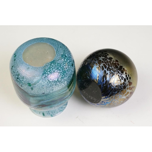 47 - 20th Century glass to include Maltese iridescent glass paperweight, Gozo glass vase, iridescent glas... 