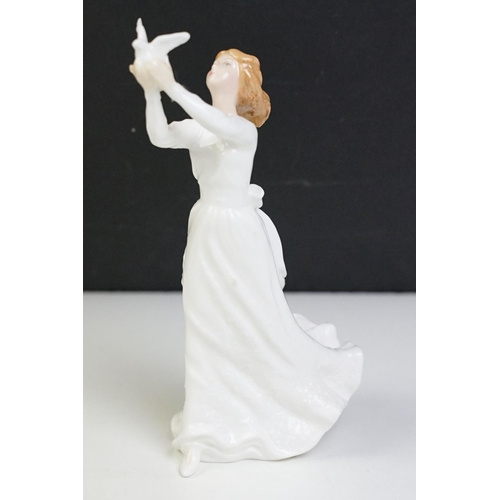 54 - Two Royal Doulton figurines to include Thinking of You HN 3124, Elaine HN 3214, together with a Roya... 